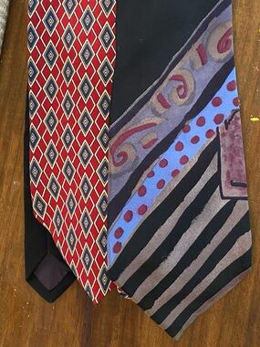 Classic Red Diamond Tie & Multi-Pattern Blue-Accent Tie Set of 2